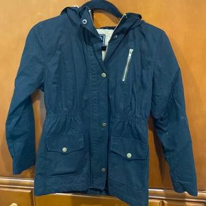 Made With Love Girls Size 12 black hooded jacket with pockets euc